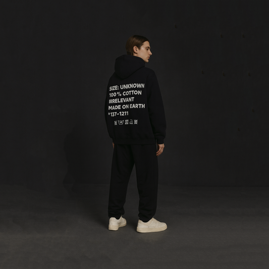 Irrelevant wash care hoodie