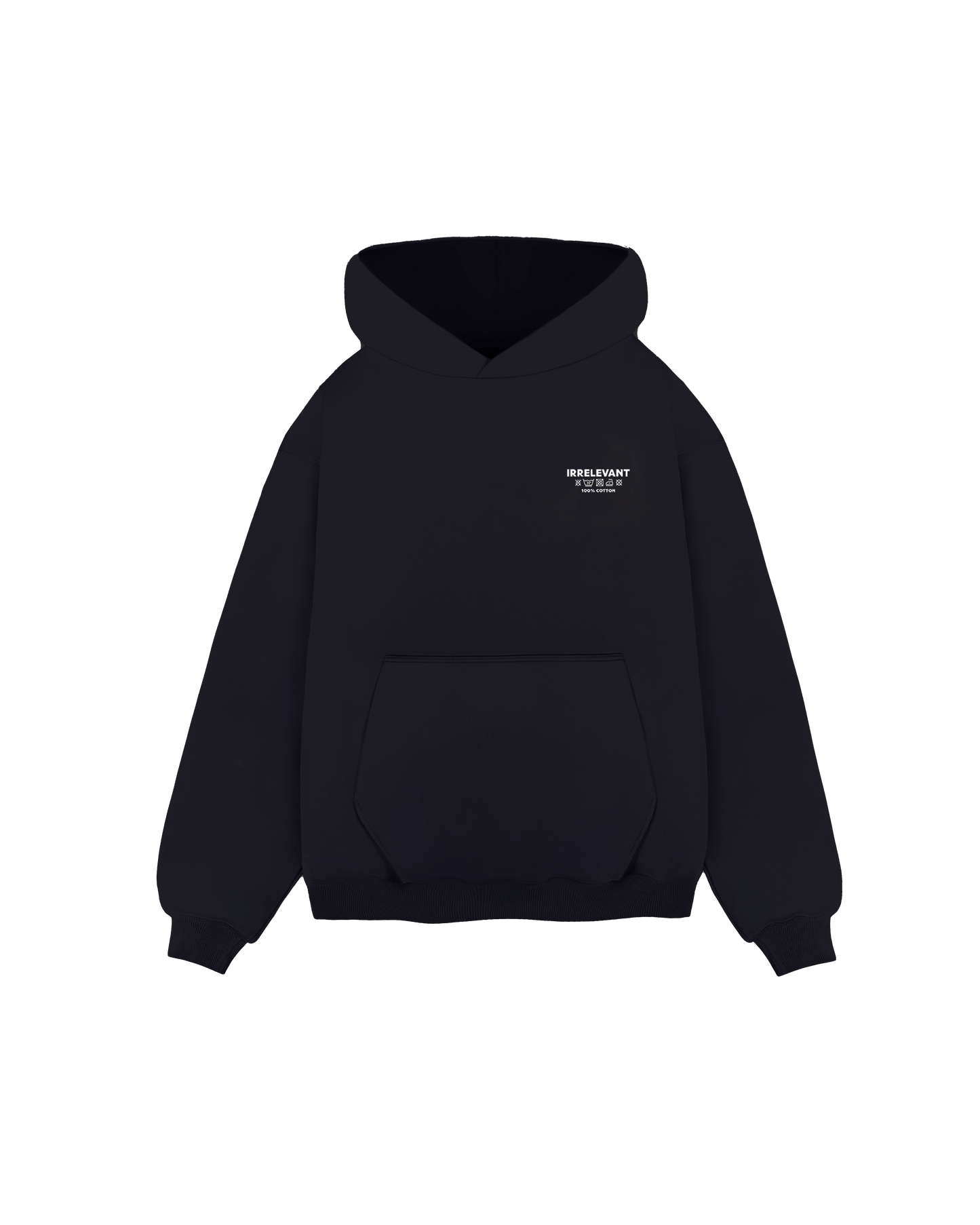 Irrelevant wash care hoodie