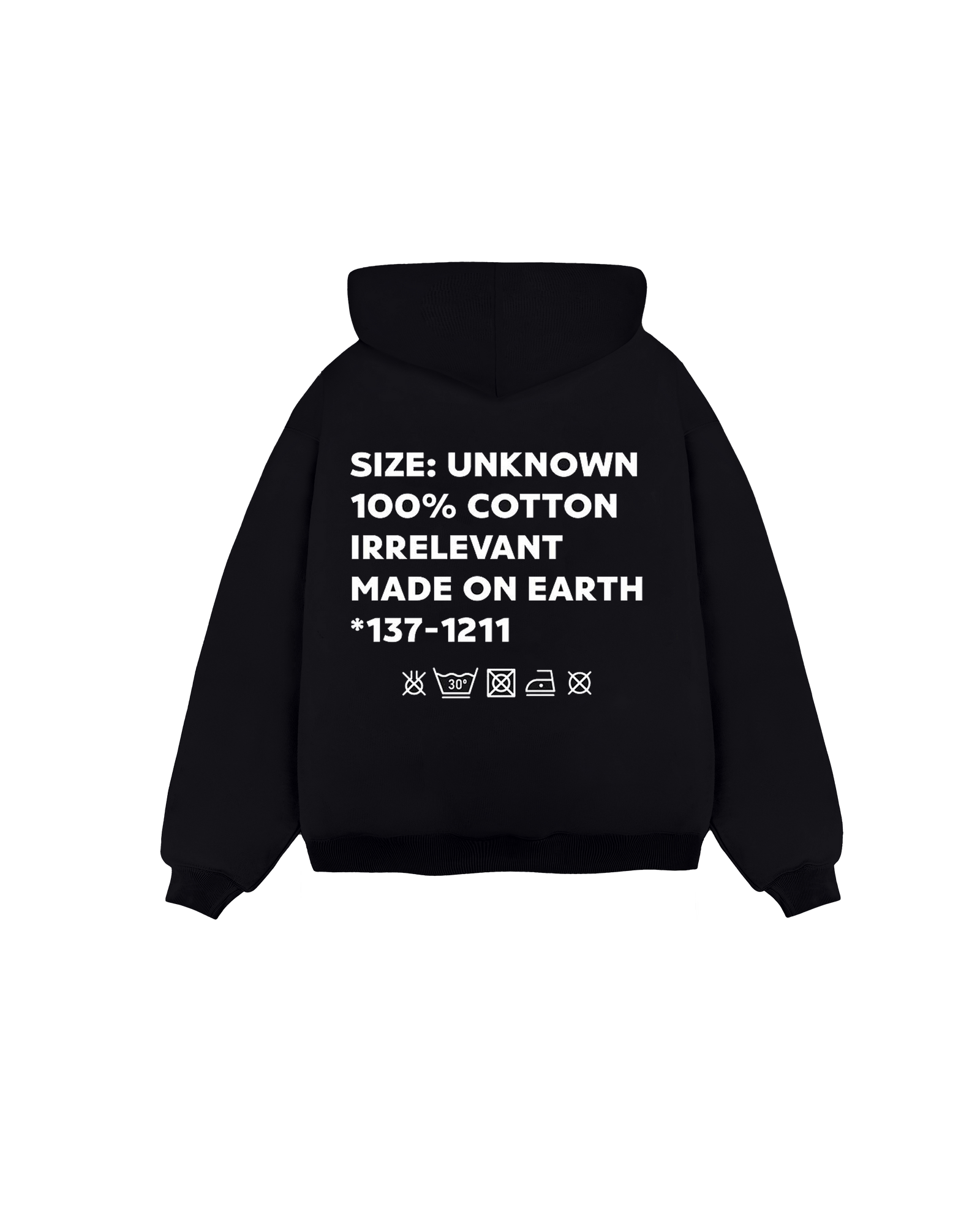 Irrelevant wash care hoodie