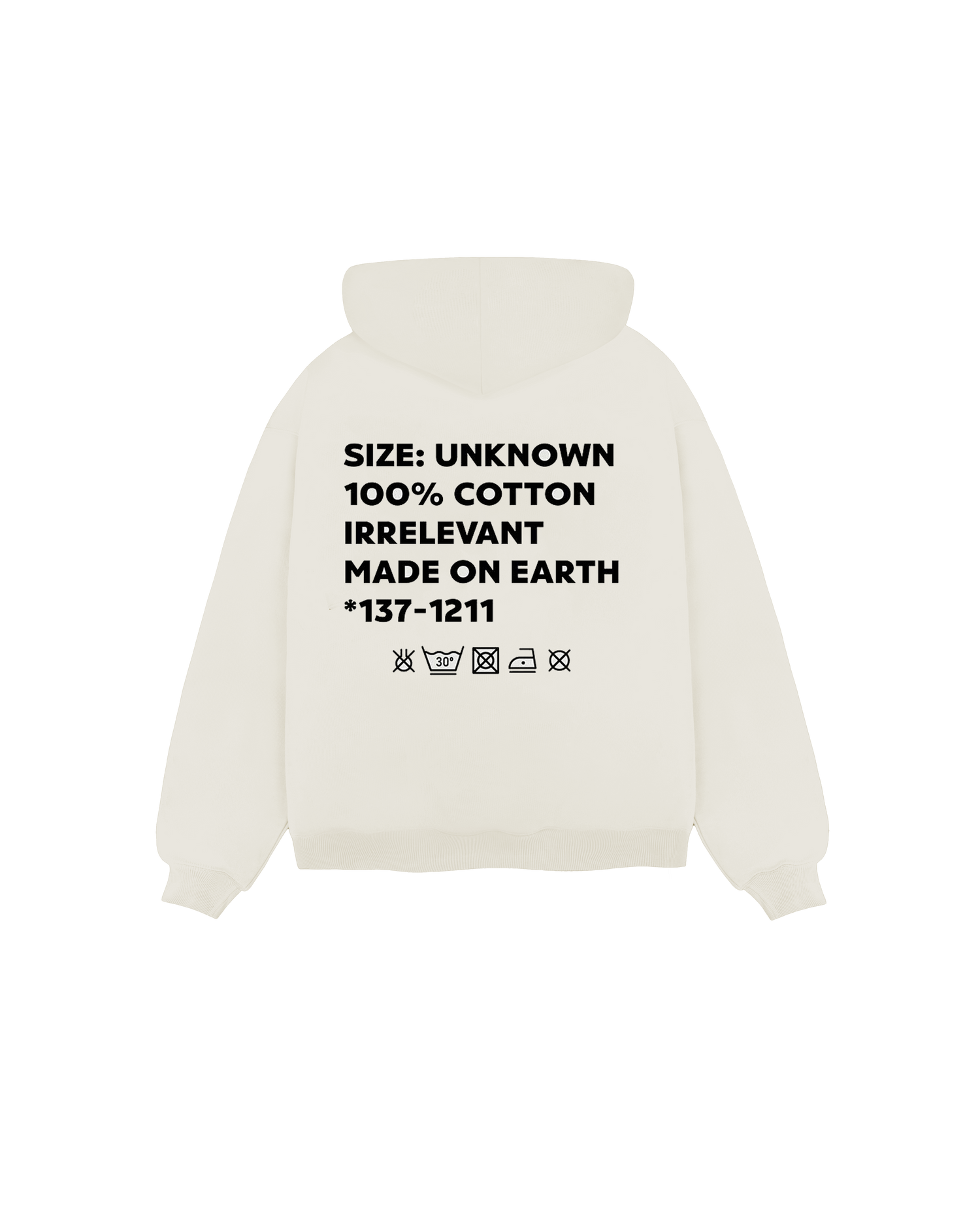 Irrelevant wash care hoodie