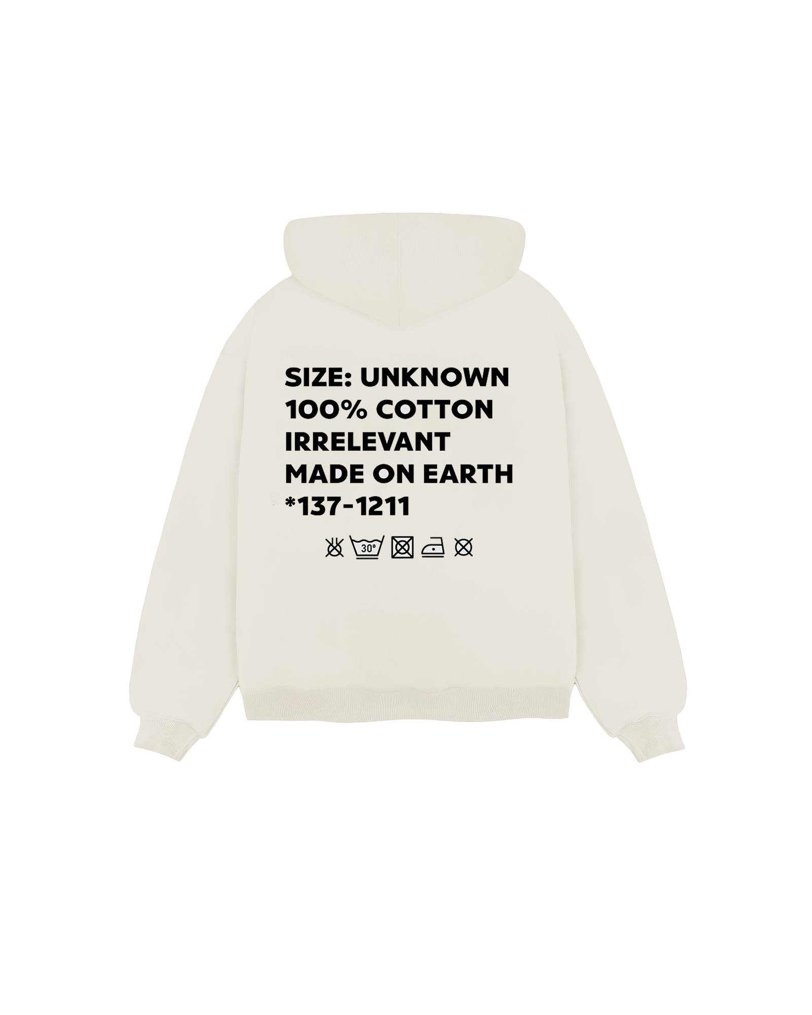 Irrelevant wash care hoodie